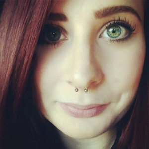 My septum piercing with small bull ring