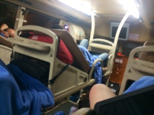 A local sleeper bus. Looks comfy, right?